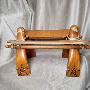 Vintage mid century wooden camel saddle